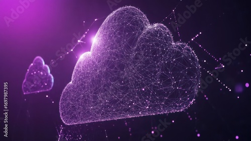 Ethereal Purple Cloud Network: Abstract Digital Data Visualization
