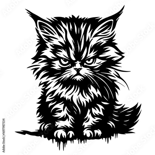 Shaggy cartoon dog sitting with scruffy fur, cute pet vector illustration for animal lovers and kids designs
