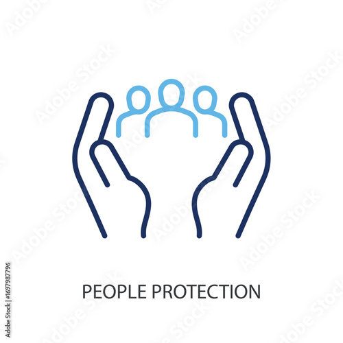 People protection thin line vector icons.