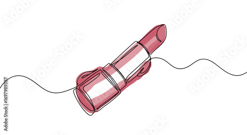 Lipstick illustration in line style on transparent background  