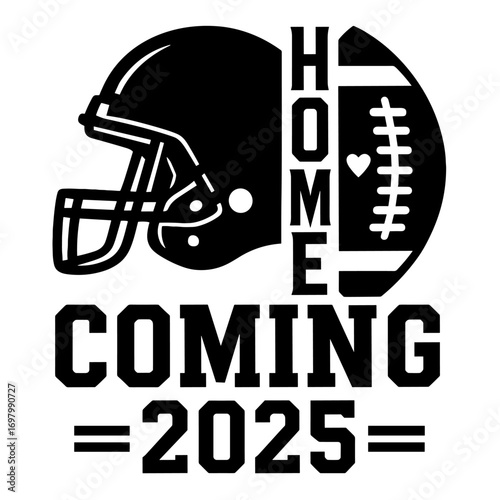 Homecoming 2025 football helmet graphic design for high school sports event celebration and merchandise

