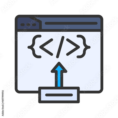 Code Deployment icon vector image. Suitable for mobile apps, web apps and print media.