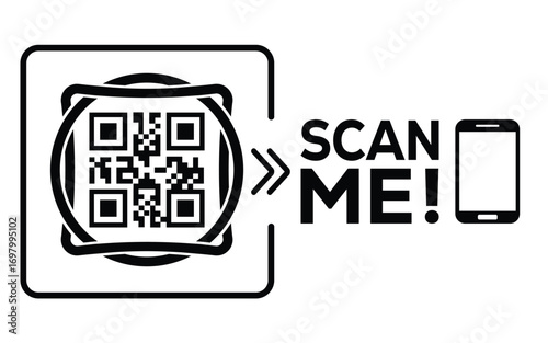 QR code scan icon set. Scan me frame. QR code scan for smartphone. QR code for mobile app, payment and identification. Vector illustration.