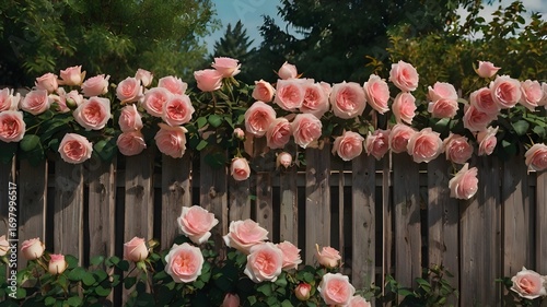 pink tulips on wooden fence