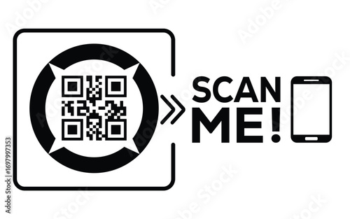 QR code scan icon set. Scan me frame. QR code scan for smartphone. QR code for mobile app, payment and identification. Vector illustration.
