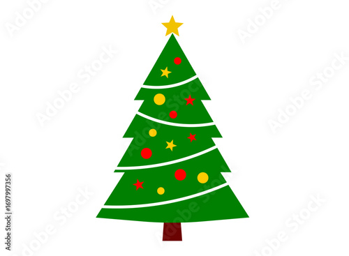Elegant Decorated Christmas Tree with Ornaments and Star – Winter Celebration Concept