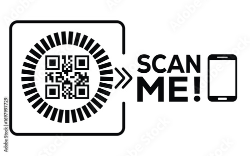 QR code scan icon set. Scan me frame. QR code scan for smartphone. QR code for mobile app, payment and identification. Vector illustration.