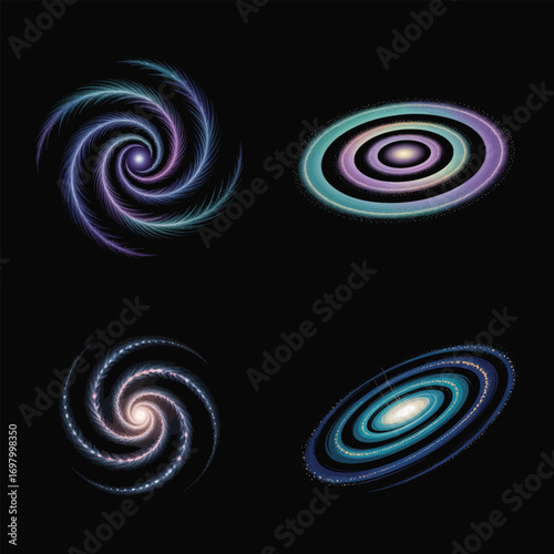Swirling Cosmic Nebulae and Galaxies galaxy spiral