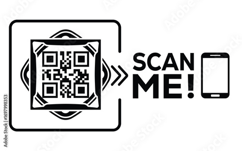 QR code scan icon set. Scan me frame. QR code scan for smartphone. QR code for mobile app, payment and identification. Vector illustration.