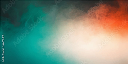 Vibrant green smoke billows across a dark, misty sky with a fiery light effect