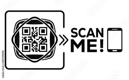 QR code scan icon set. Scan me frame. QR code scan for smartphone. QR code for mobile app, payment and identification. Vector illustration.