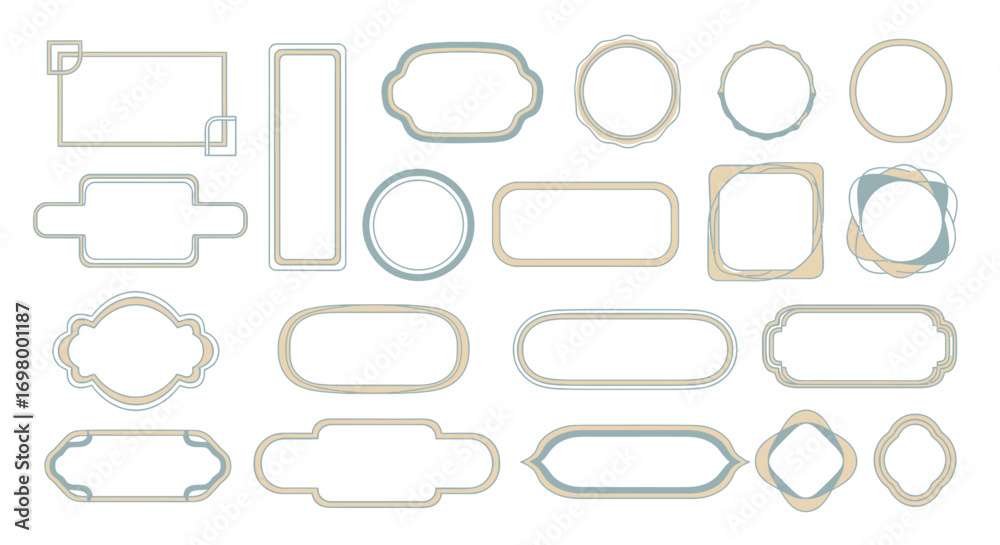 Fototapeta premium A collection of elegant geometric frames and classic vintage borders for decorative labels