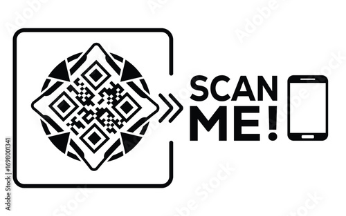 QR code scan icon set. Scan me frame. QR code scan for smartphone. QR code for mobile app, payment and identification. Vector illustration.