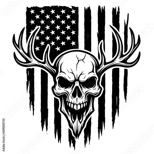 Football skull with helmet game day themed black and white vector for sports and team spirit design
