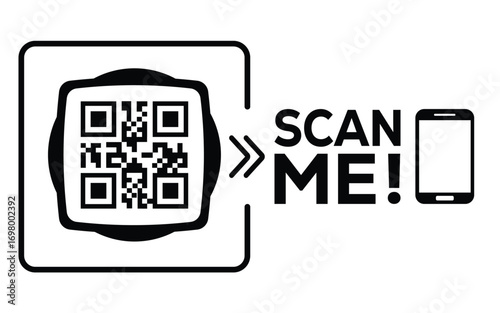 QR code scan icon set. Scan me frame. QR code scan for smartphone. QR code for mobile app, payment and identification. Vector illustration.