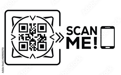 QR code scan icon set. Scan me frame. QR code scan for smartphone. QR code for mobile app, payment and identification. Vector illustration.