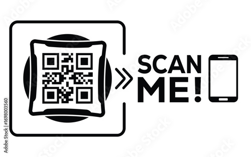 QR code scan icon set. Scan me frame. QR code scan for smartphone. QR code for mobile app, payment and identification. Vector illustration.