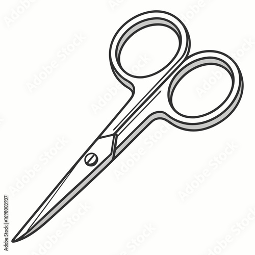 A clean simple illustration of a pair of sharp pointed cuticle scissors on a white background