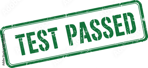 test passed stamp in green ink on transparent background
