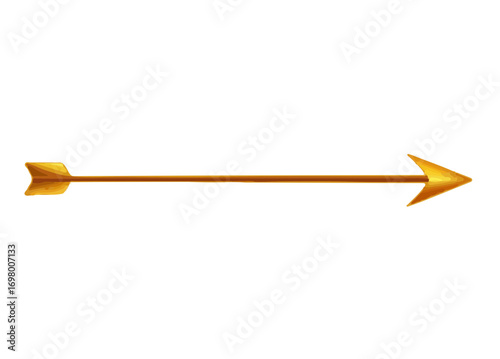 Golden arrow for bow on isolated transparent background