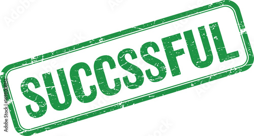 Successful seal stamp in green ink on transparent background
