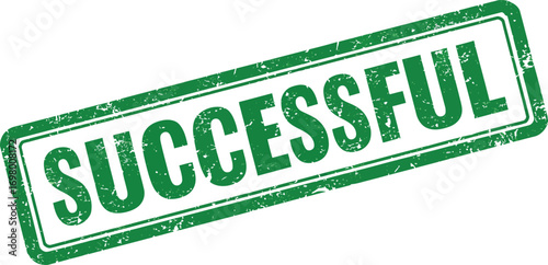 Successful seal stamp in green ink on transparent background