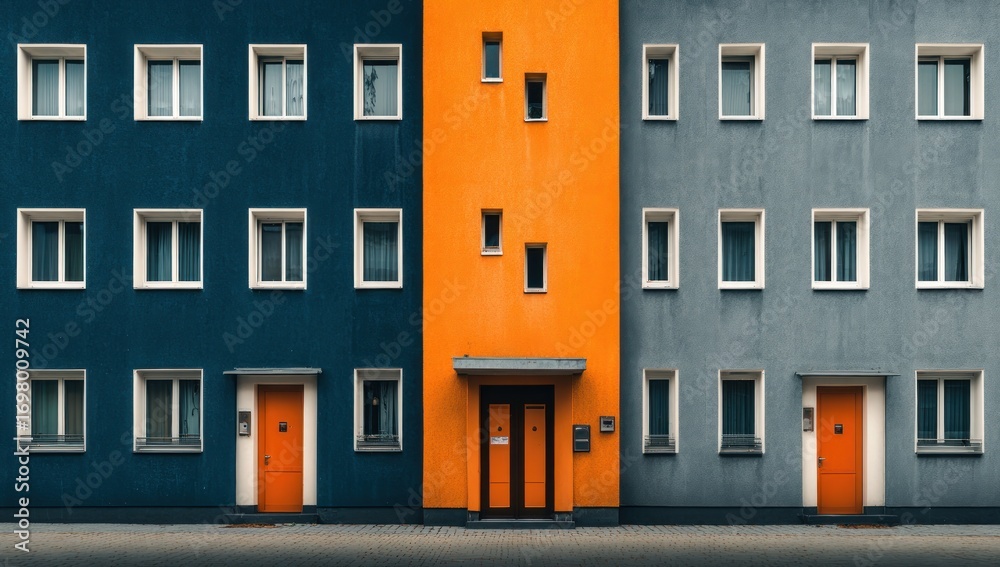Naklejka premium Colorful apartment building facade (3)