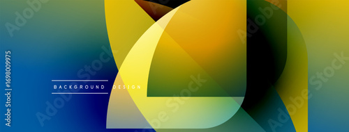 Abstract colorful design. Overlapping shapes create dynamic visual effect. Gradient hues blend smoothly, offering modern aesthetic.