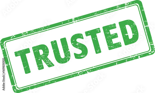 trusted stamp in green color on transparent background