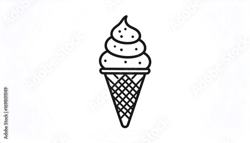 Simple black line drawing of ice cream cone