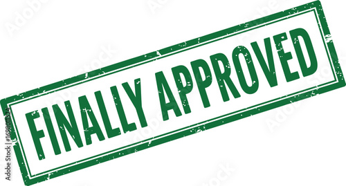 green stamp with text finally approved on transparent background