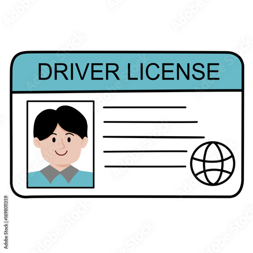 Vector illustration of a drivers license Featuring a male photo also usable as an identification or ID card template