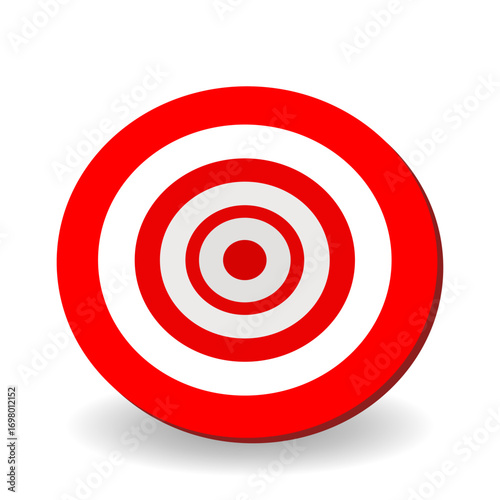 Red and white concentric target design with subtle shadow, ideal for themes of goal setting, precision, achievement, and strategic focus