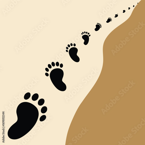 Footprints leading to new beginnings on sandy path