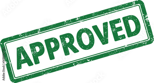 green stamp with approved text on transparent background