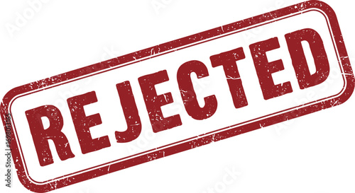 a red stamp with text rejected on transparent background