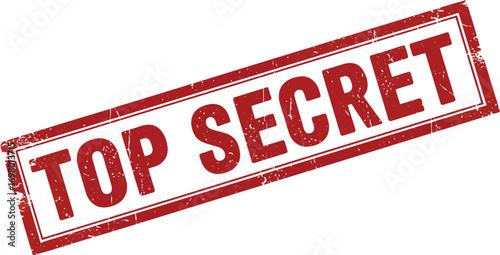 top secret stamp in red ink on transparent background