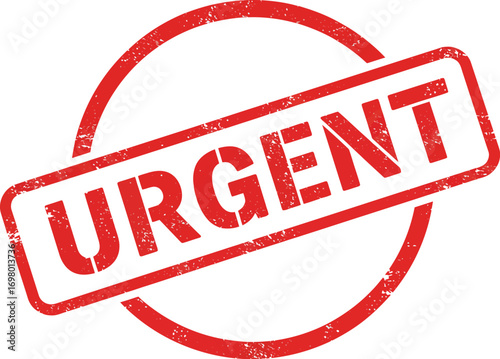 red stamp with urgent text on transparent background