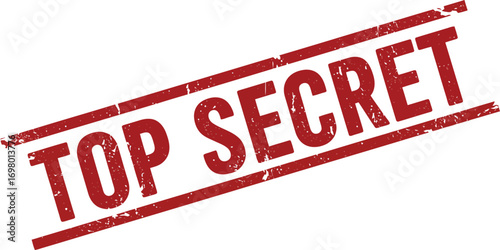 top secret stamp in red ink on transparent background