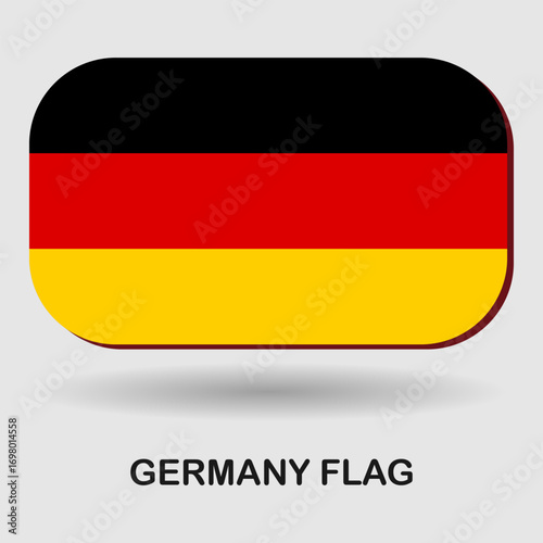 Rounded German flag with bold black, red, and gold stripes and shadowed frame, ideal for Independence Day, patriotic content, cultural identity, and national pride.
