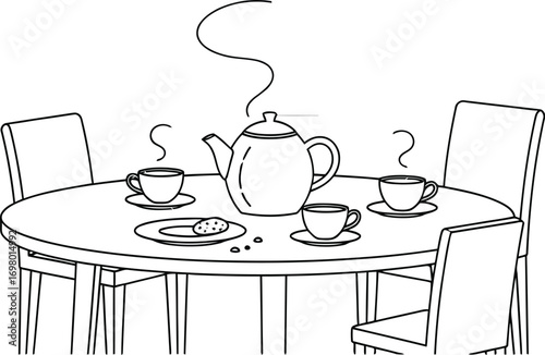 Vector art of tea time setting