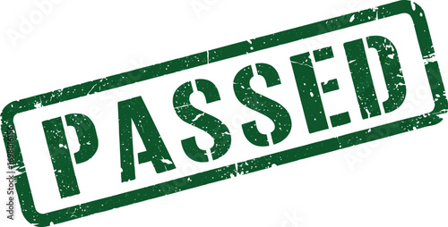 passed stamp in green ink on transparent background