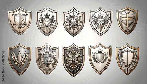 Medieval shields, decorative designs
