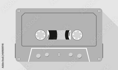 Audio cassette black and white with long shadow