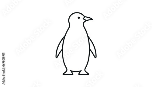 Simple black line drawing of a penguin