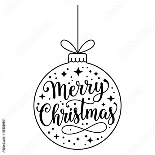Elegant hand-drawn holiday ornament featuring a beautiful 'Merry Christmas' script, ideal for festive season's greetings
