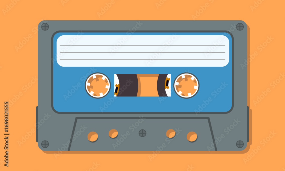 Fototapeta premium Vector audio cassette with shadow