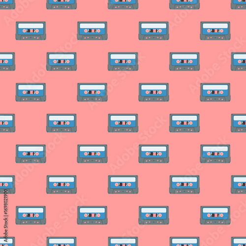 Vector seamless pattern of audio cassette