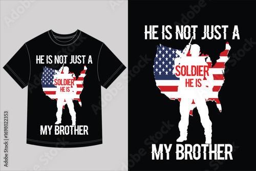 Inspirational Military Vector Art - Soldier Silhouette, Brotherhood, Grunge Style