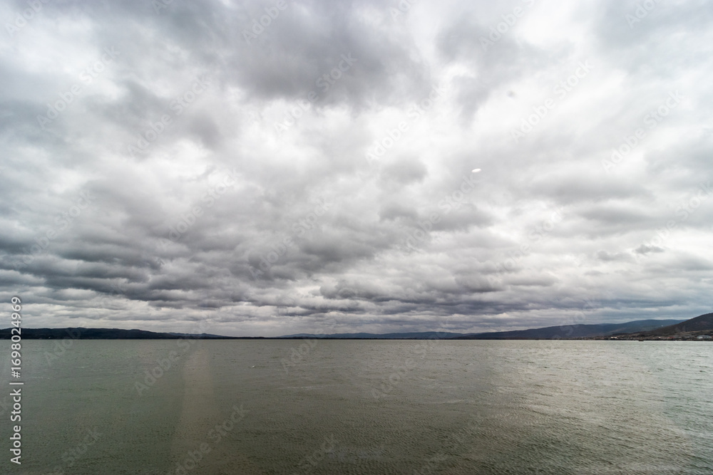 Fototapeta premium Iron Gate reservoir on Danube river between Serbia and Romania